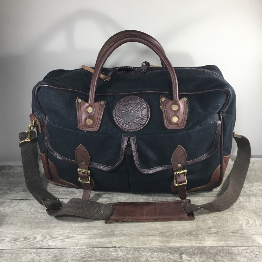 Duluth Pack Black Tarveler's Leather Bag Computer Laptop Everyday Briefcase USA